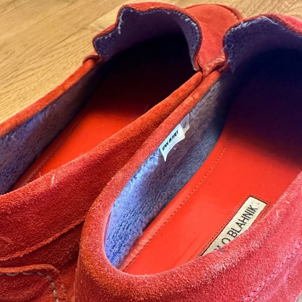 GORGEOUS Manolo Blahnik Suede Drivers, Mens Size 9, Red Suede, Great Condition! - Picture 4 of 9
